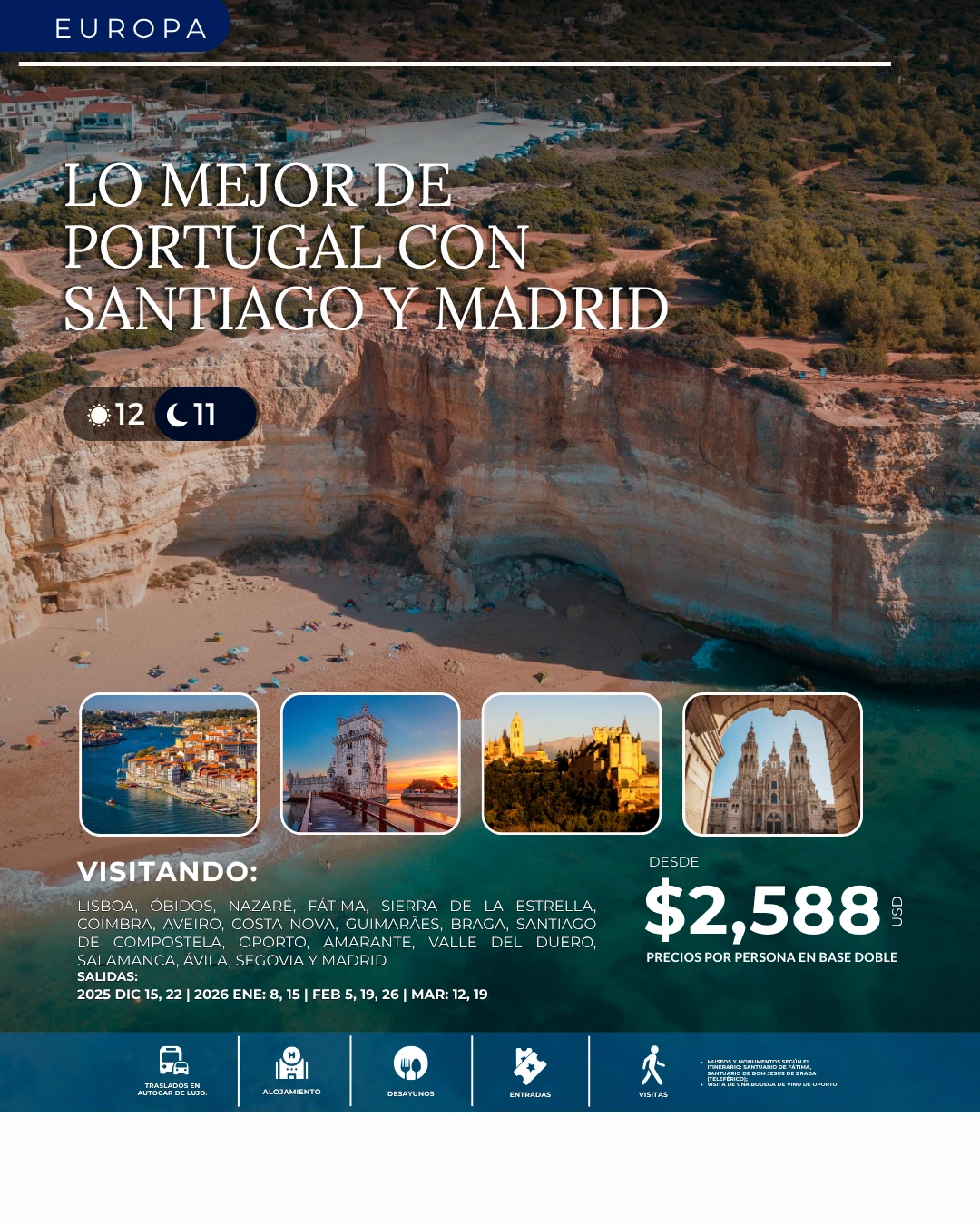 LO MEJOR DE PORTUGAL CON SANTIAGO Y MADRID FLYER